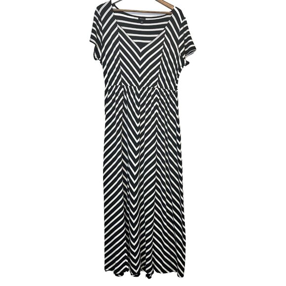 torrid Dresses & Skirts - Torrid Black and White Maxi Dress Size 2 Fluid Knit Wide Skirt Flowy Whimsygoth